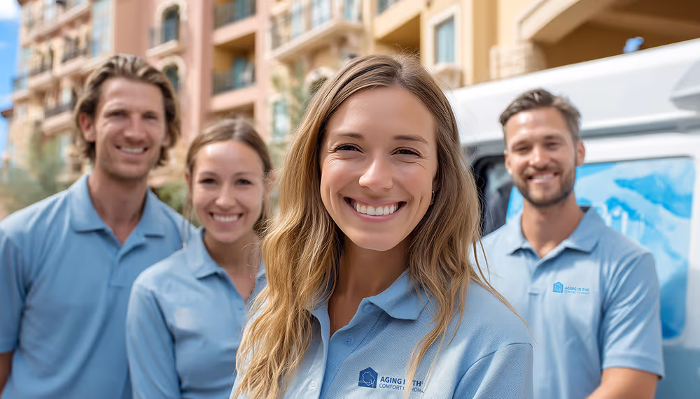 Aging In The Comfort Of Home® technician with a clipboard, ready to begin a home evaluation